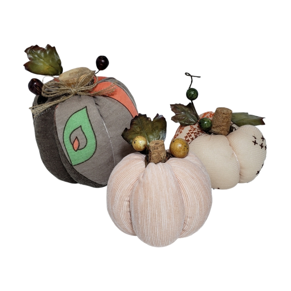 Handcrafted Fabric Fall Pumpkins Decor Set of 3